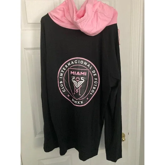 Men's 3XL NWOT Inter Miami CF Stadium Essentials‎ Black Hoodie Long Sleeve